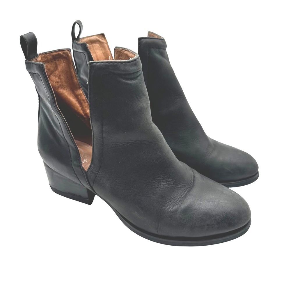 Jeffrey Campbell Oriley Black Leather Ibiza Last Adjustable Cutout Boots Sz 5.5